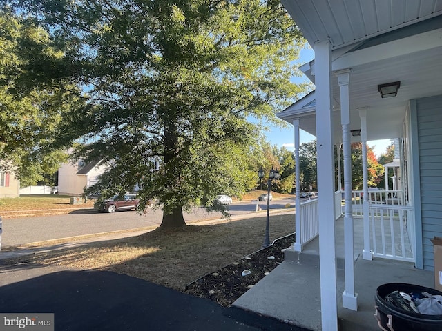 view of yard with covered porch