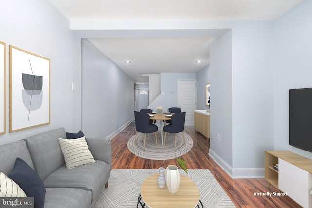 living room with hardwood / wood-style floors