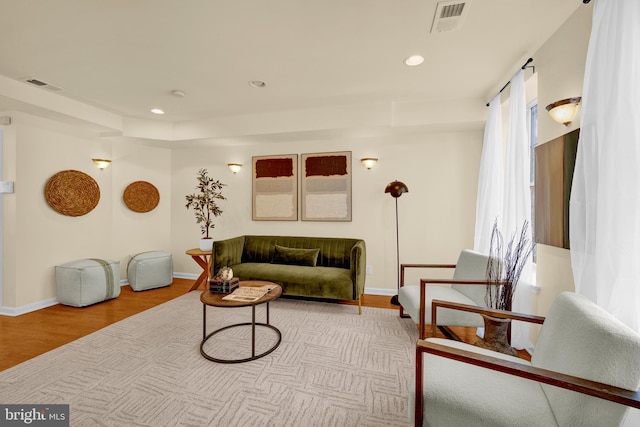 living room featuring light hardwood / wood-style floors