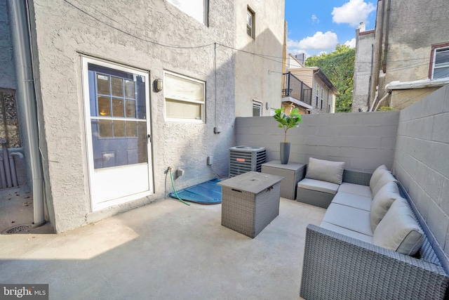 view of patio / terrace featuring central AC and an outdoor hangout area