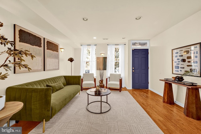 living room featuring light hardwood / wood-style floors