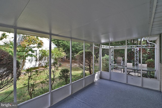 view of unfurnished sunroom