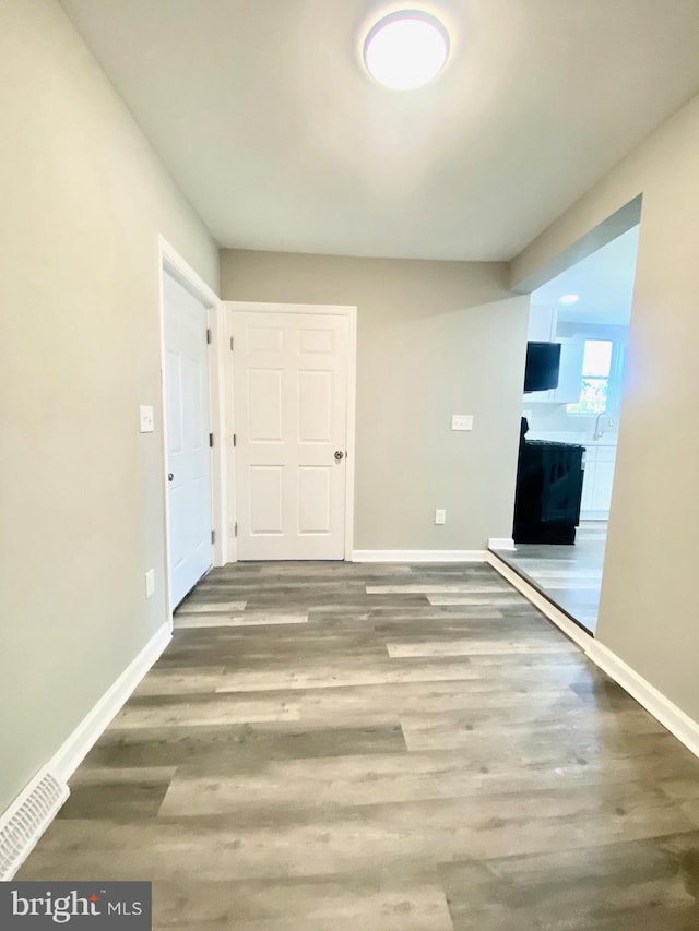 interior space featuring sink and hardwood / wood-style floors