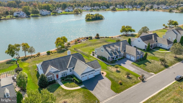 bird's eye view featuring a water view