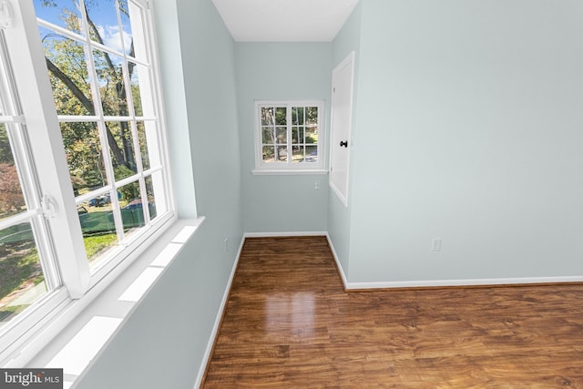 empty room featuring dark hardwood / wood-style flooring