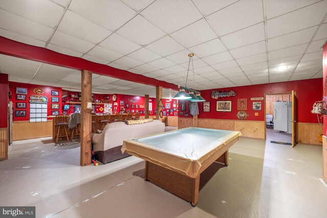 7000 Sockwell Rd, Port Norris, NJ 08349 - playroom featuring pool table, concrete flooring, and a drop ceiling