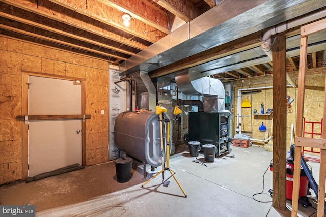 basement with heating unit