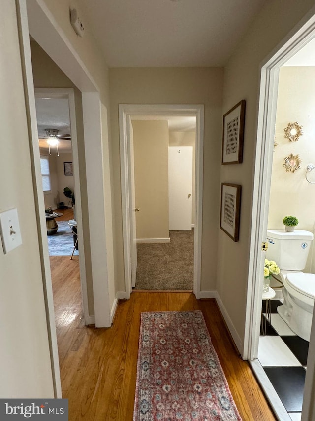 corridor featuring light wood-type flooring