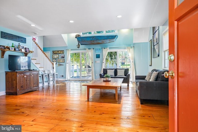 living room featuring hardwood / wood-style floors