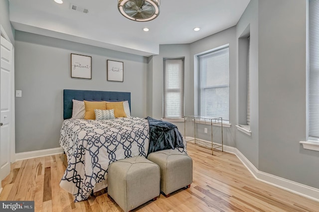 bedroom featuring light wood-type flooring