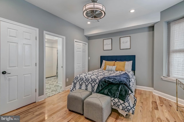 bedroom featuring light hardwood / wood-style floors