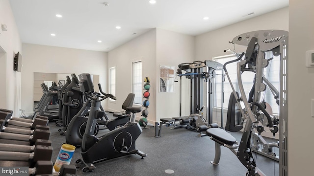 gym with a wealth of natural light