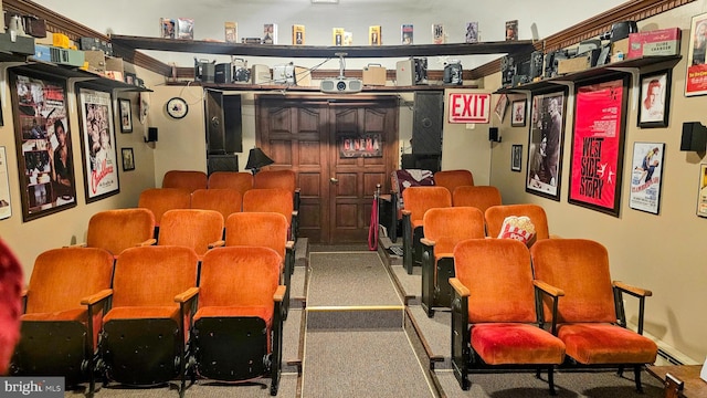 view of carpeted home theater room