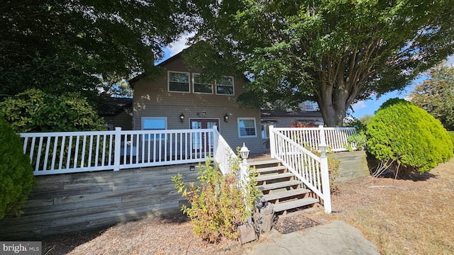 view of front facade with a deck