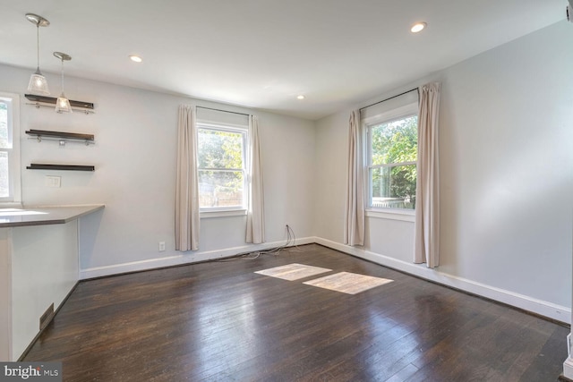 interior space featuring dark wood-type flooring and a healthy amount of sunlight