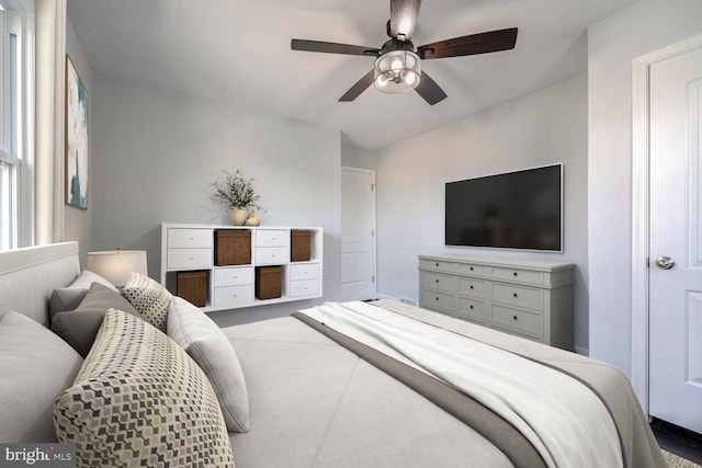 bedroom featuring ceiling fan