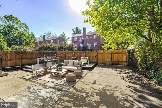 view of patio / terrace featuring an outdoor living space