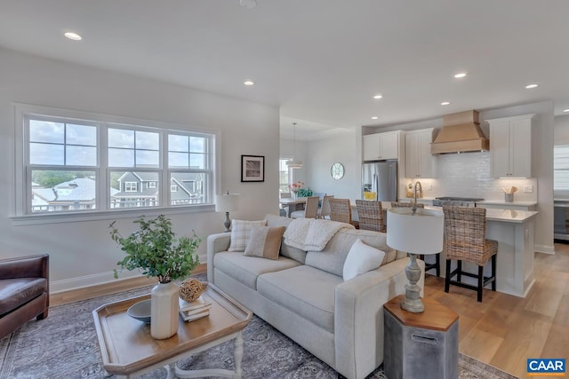 living room featuring light hardwood / wood-style flooring