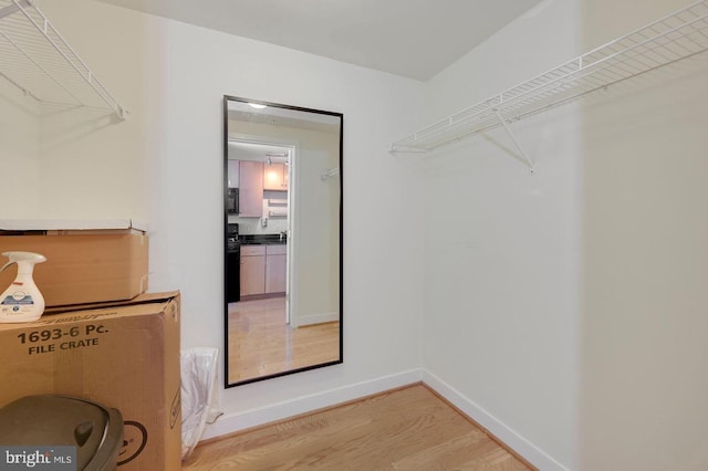 walk in closet featuring hardwood / wood-style floors