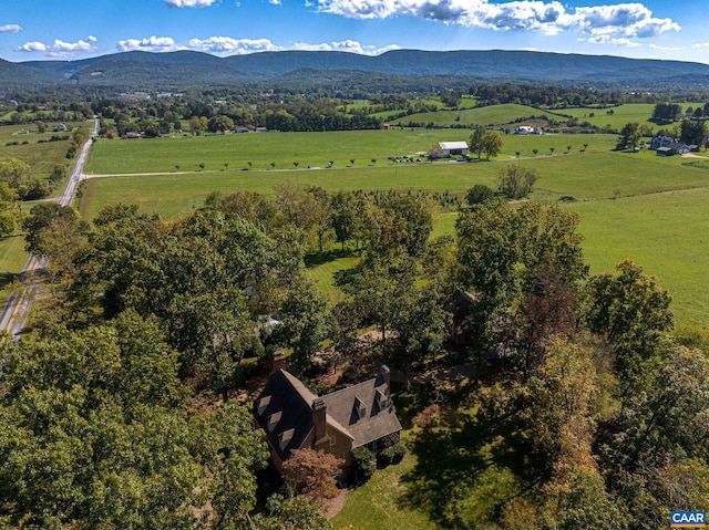 birds eye view of property featuring a mountain view