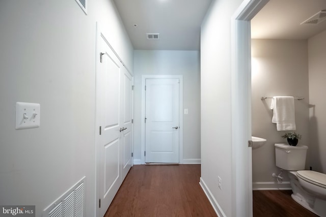 hall featuring dark hardwood / wood-style flooring