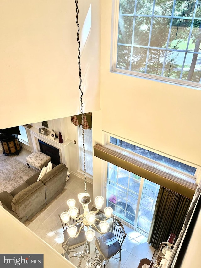 interior space featuring a notable chandelier