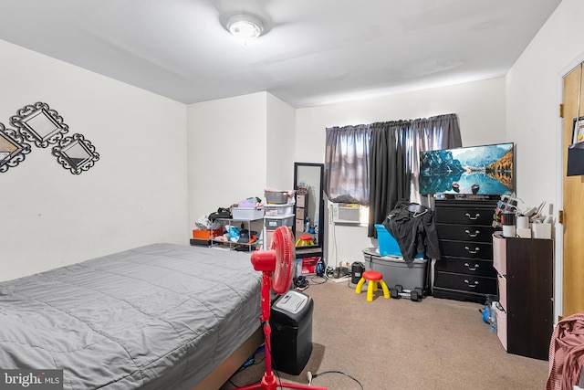 carpeted bedroom featuring cooling unit