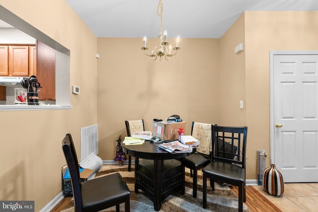 dining room with an inviting chandelier