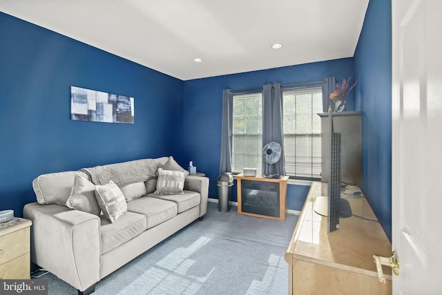 living room featuring carpet flooring