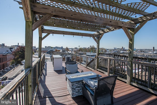 deck featuring a pergola