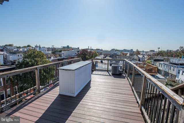 wooden terrace with cooling unit