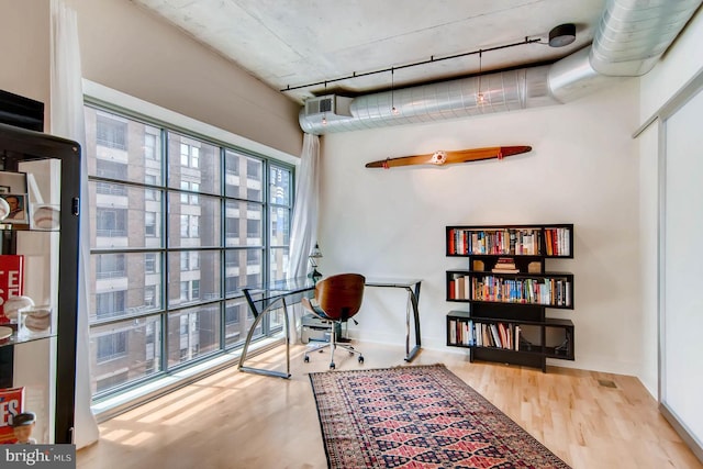 office featuring hardwood / wood-style flooring and a wealth of natural light