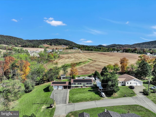 aerial view with a mountain view