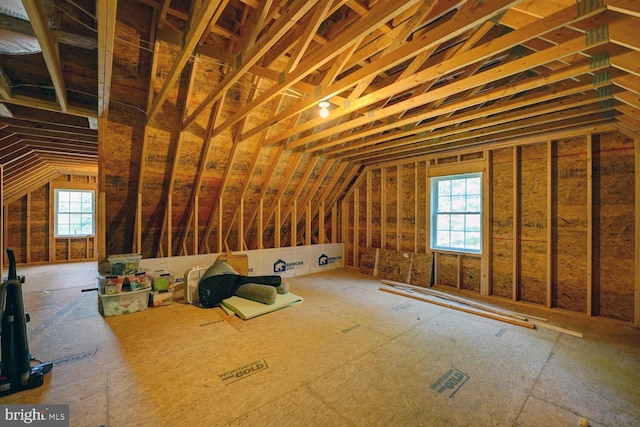 view of unfinished attic