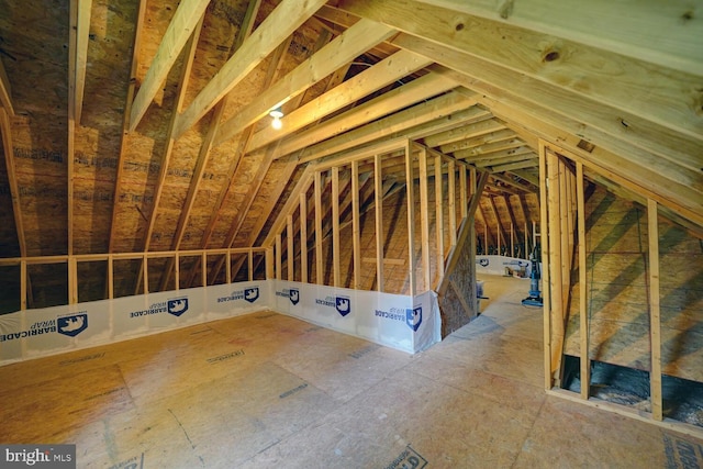 view of unfinished attic