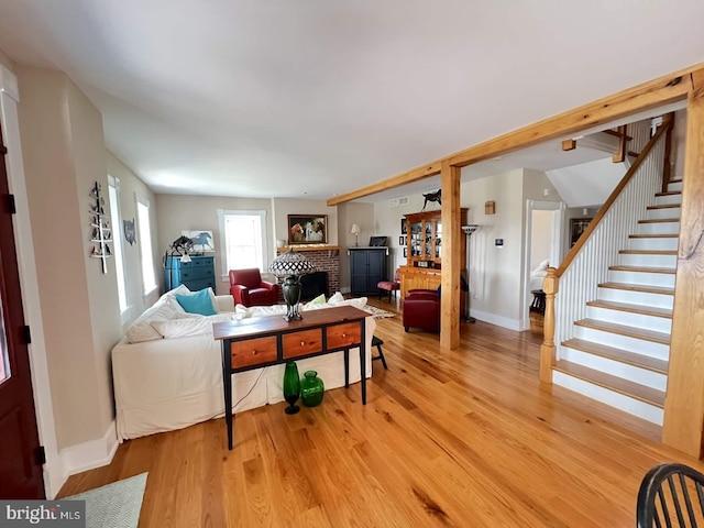 living room with hardwood / wood-style floors