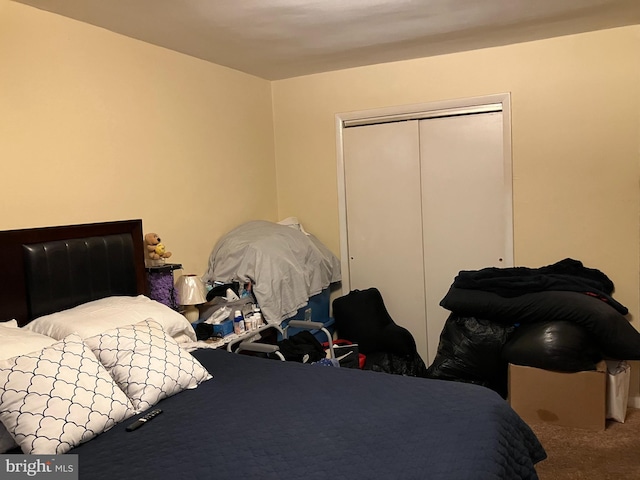 bedroom with a closet and carpet flooring