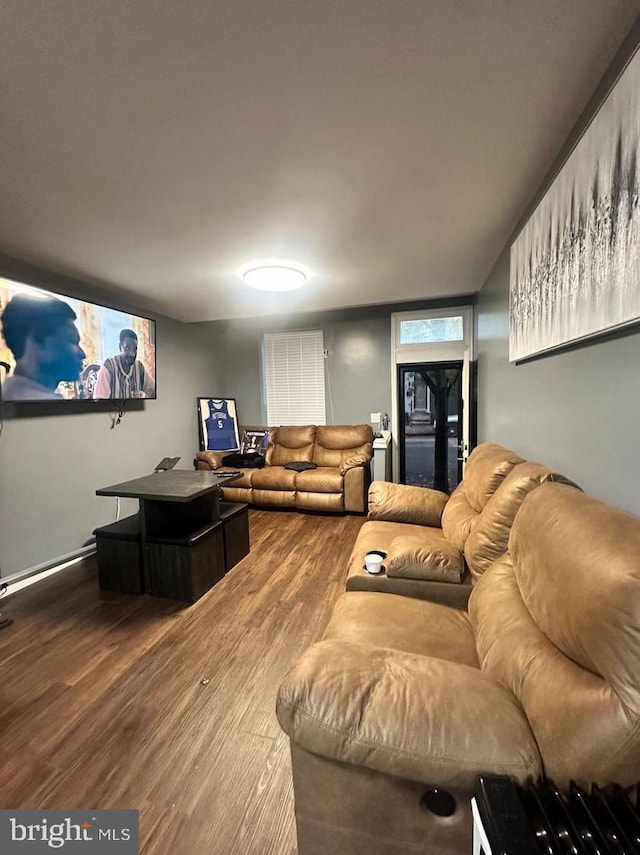 living room with hardwood / wood-style floors