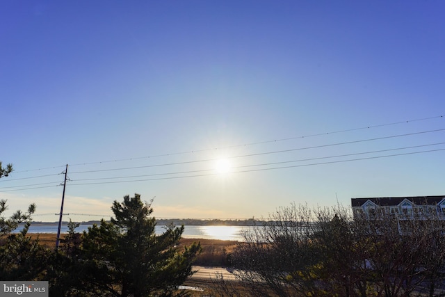 exterior space featuring a water view