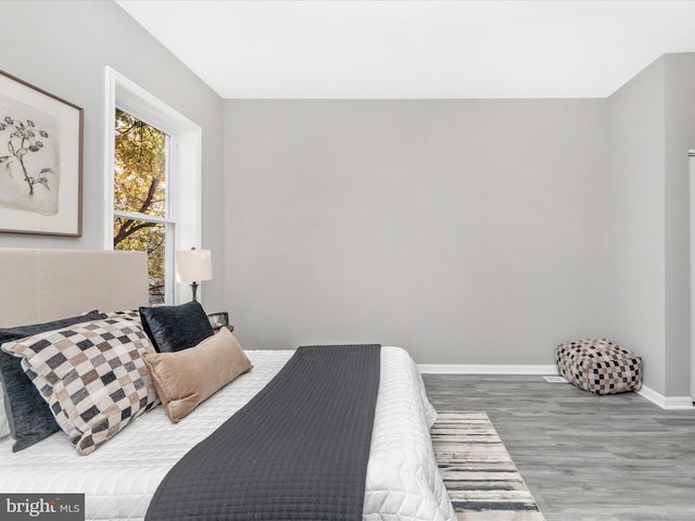 bedroom with hardwood / wood-style floors