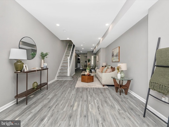 living room featuring light hardwood / wood-style floors