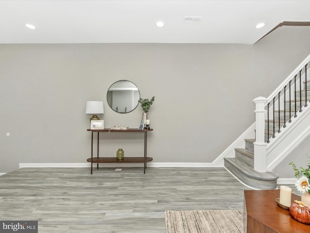 interior space with hardwood / wood-style flooring