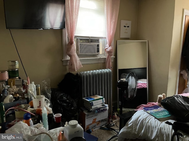 bedroom featuring radiator heating unit