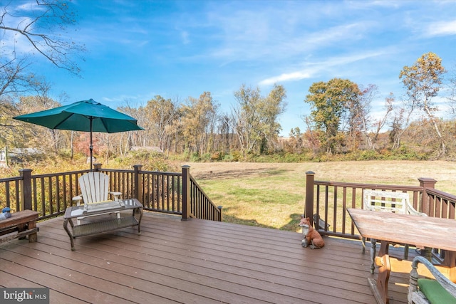 deck with a lawn