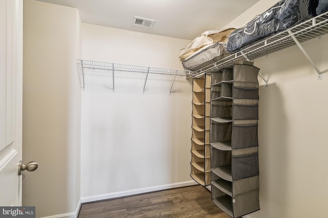 walk in closet featuring dark hardwood / wood-style flooring