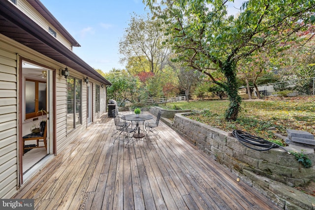 deck featuring grilling area