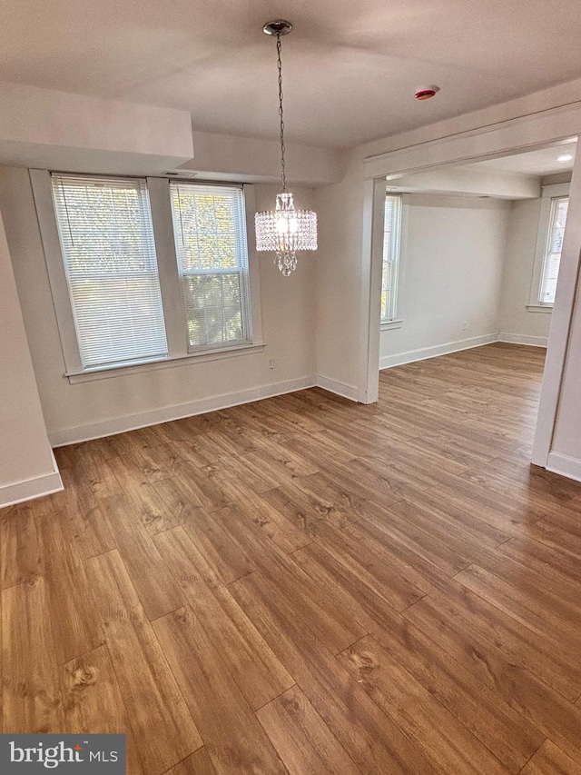 unfurnished dining area featuring hardwood / wood-style floors