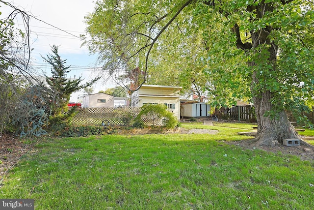 view of yard with a storage unit