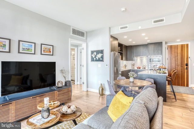 living room featuring light hardwood / wood-style floors