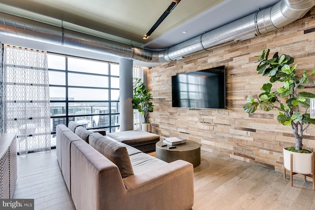 living room featuring light wood-type flooring